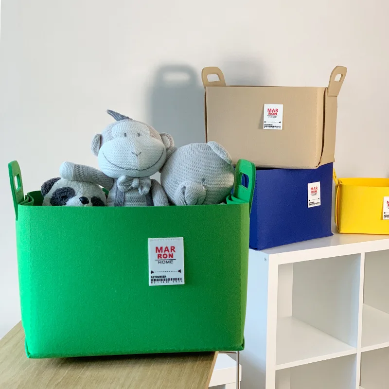 

Solid Color Felt Folding Portable Storage Basket, Office Desktop File Snack Storage Basket, Car Bag Storage Box