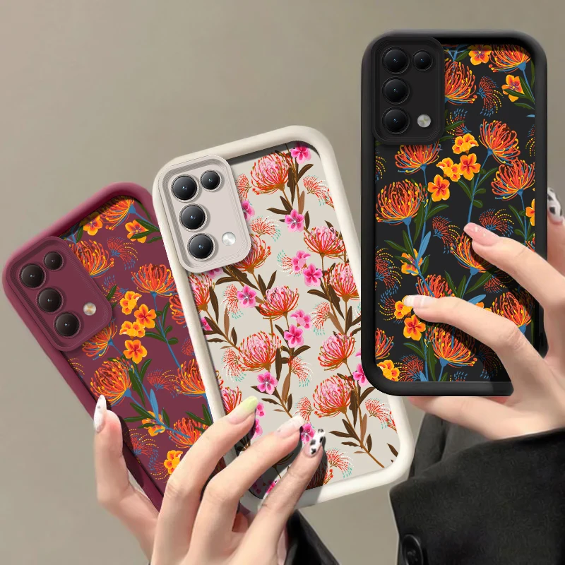 

Мягкий силиконовый чехол для телефона OPPO A60 A38 A33 A32 A92 A55 A54 A53 A52 A72 A73 A74 A76 A57 Противоударная задняя крышка с цветочным узором