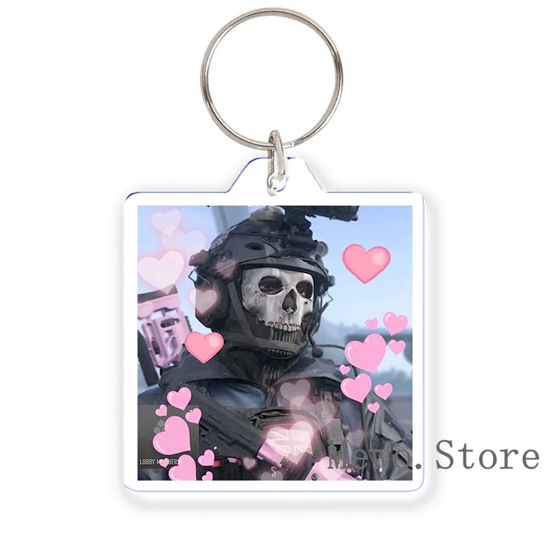 Game Call of Duty Pink Konig Ghost Anime Acrylic Keychain Pink Bow Konig Aesthetic Keyring Bag Decor Key Chain Fans Gifts