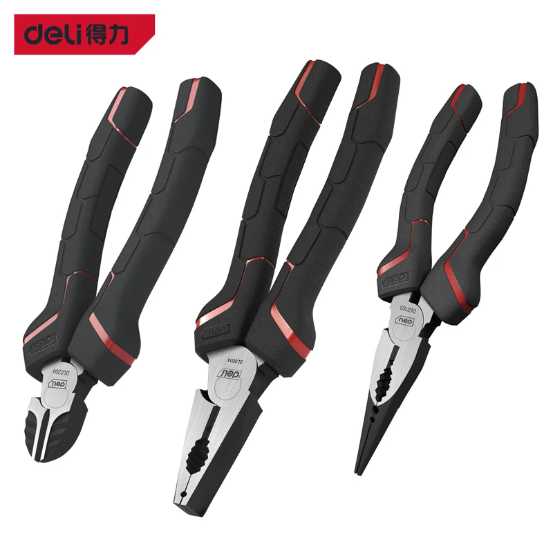 Deli Multifunctional Universal Wire Cutters Needle-Nose Pliers Diagonal-Nose Pliers Labor-Saving and Durable Electrician Tools