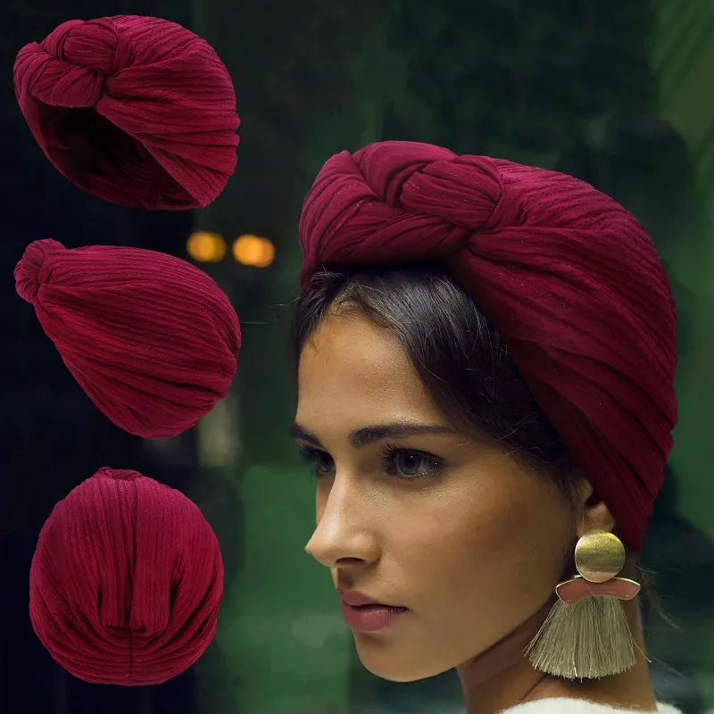 Damski turban, czapka na jesień i zimę, europejski i amerykański modny turban z węzłem, selekcja czapek…