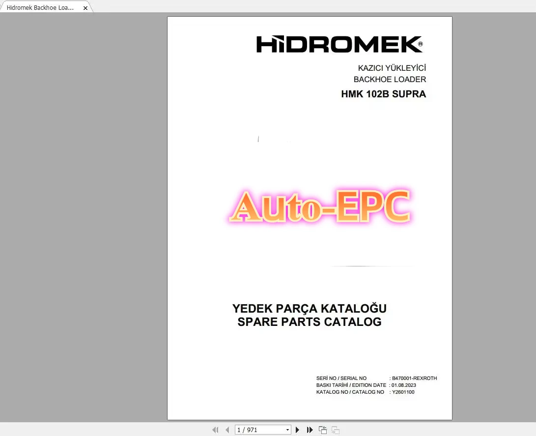 

Обновленное оборудование AutoEPC Hidromek 12.2023 Каталог запасных частей PDF