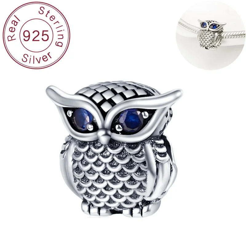 

925 silver bead owl string decoration suitable for original jewelry, bracelet pendant, exquisite DIY women's jewelry making