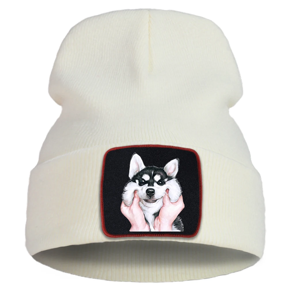 Lovely Cute Husky Dog Bonnet Caps Women Winter Cotton Warm Skullies Hat Men Outdoor Hip Hop Knitted Cap Soft Unisex Beanie Hats