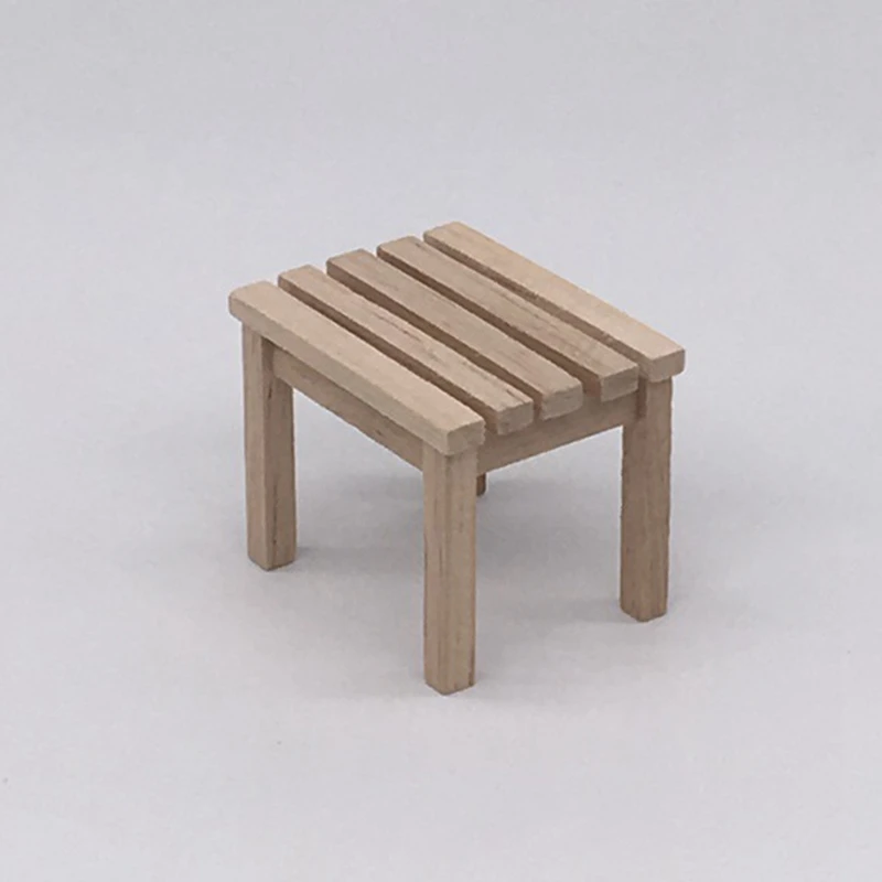 1/12 Miniature Dollhouse Furniture Unpainted Garden Park Decoration Bench Chair Stool Set Kids Toy For Imitation Game