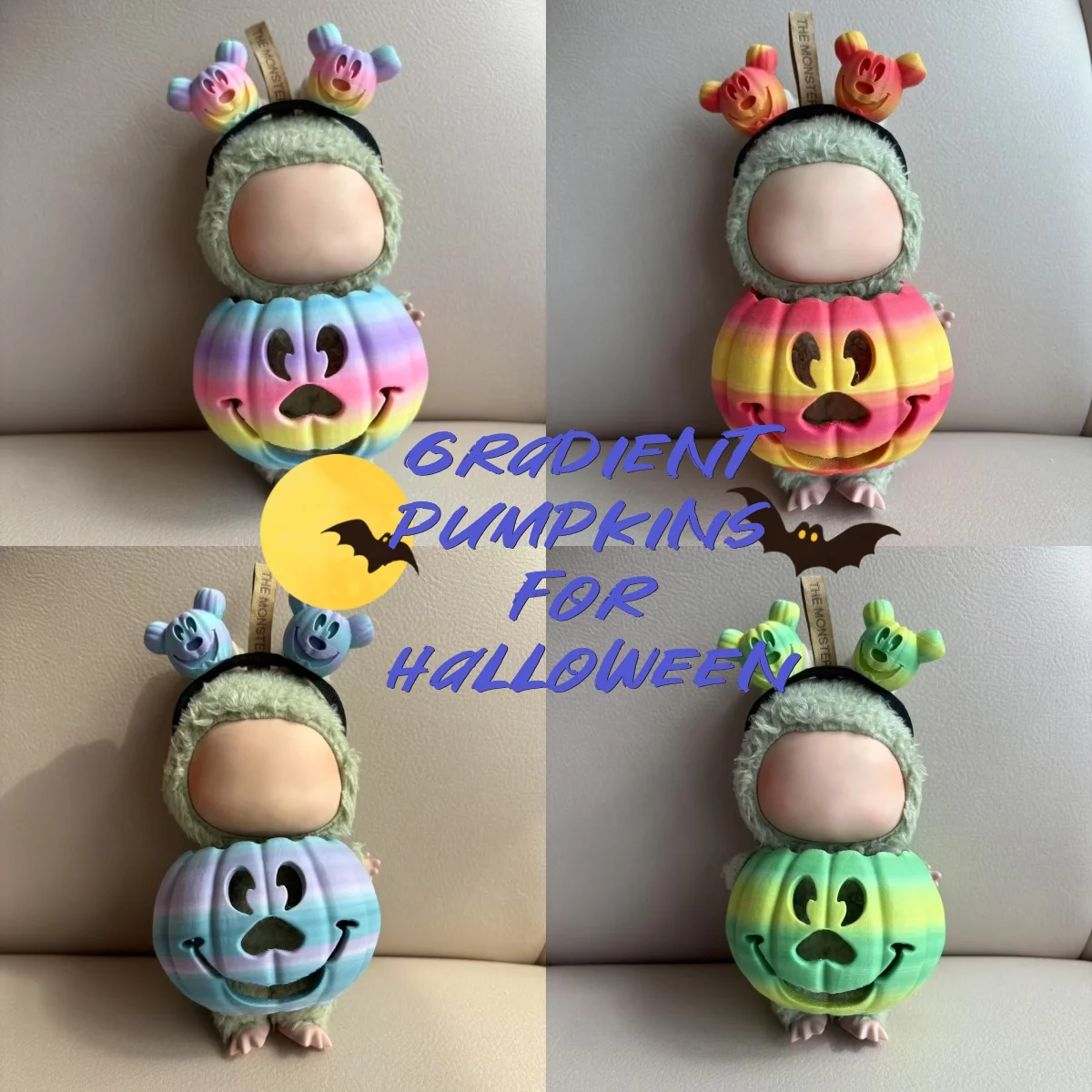 

Halloween Pumpkin gradient color series doll clothes set, trendy figurine decorations