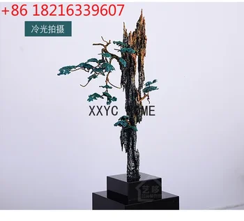 New Chinese Style Iron Art Entrance Decoration Hotel Lobby Model Room Club Hall Decoration Creative Sculpture Welcome Pine