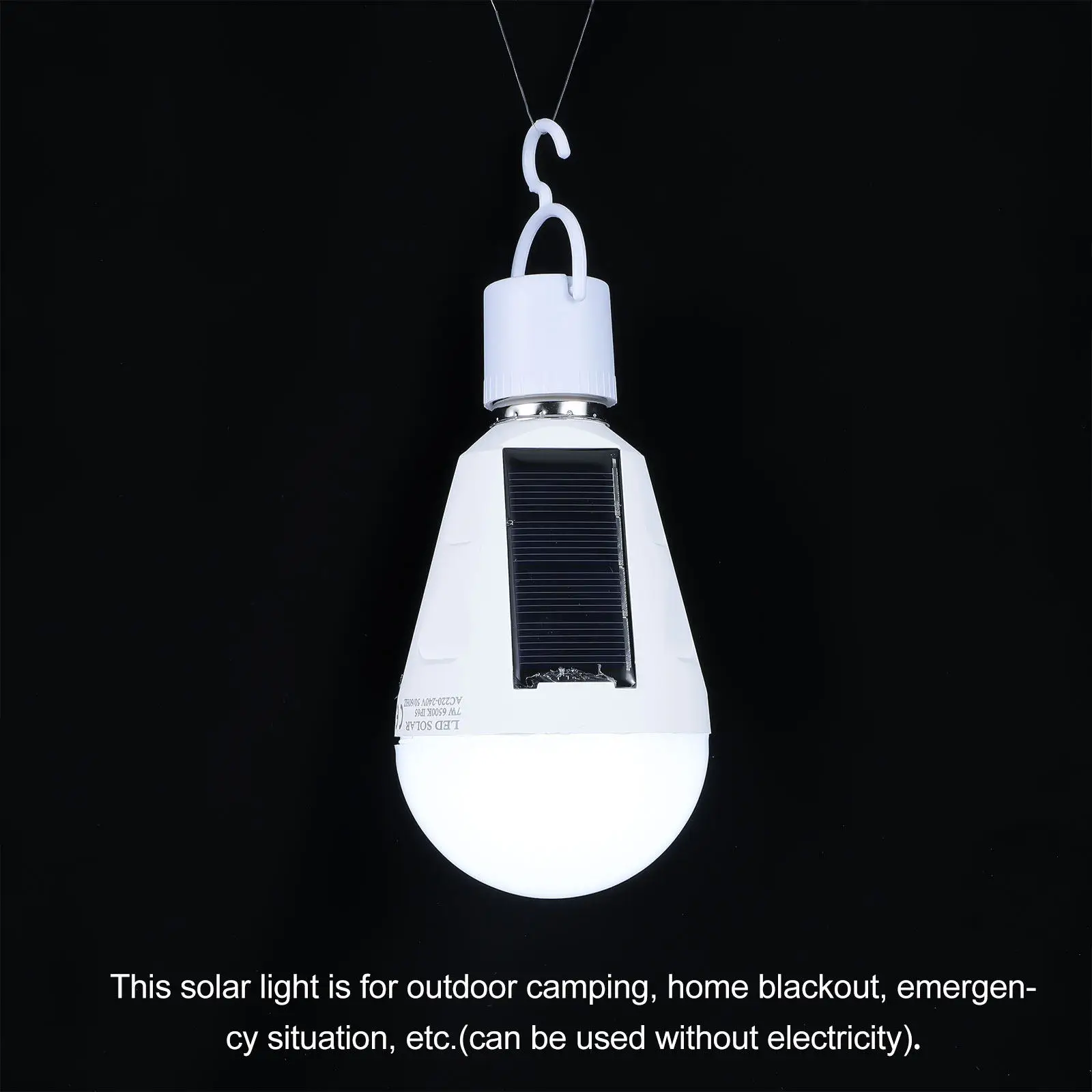 2Pcs Solar Emergency Light Bulb For Power Outage Camper E27 LED Hanging Hook Ideal Camping Outdoor Home Backup