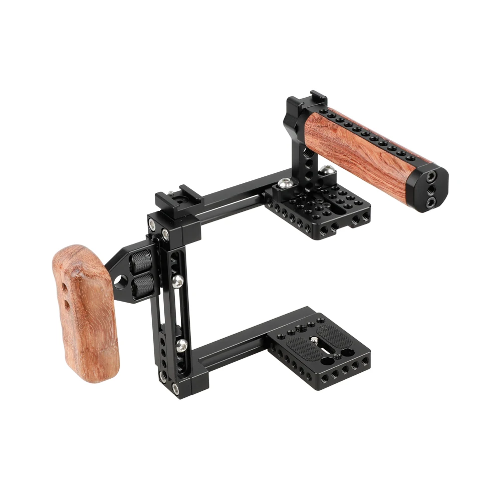 CAMVATE Universal Camera Dual-use Hight Adjustable Cage Kit With Top Cheese Handgrips and Side Wooden Handgrips Camera Cage