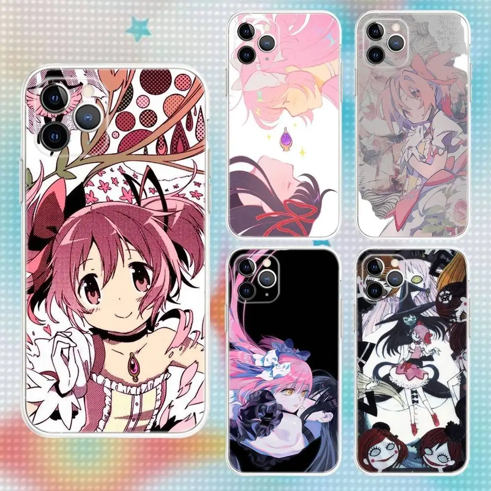 

Madoka Magica ANIME Phone Case For iPhone 17,16,15,14,13,12,11 Pro,Max,Plus,Air,X,XS,XR,SE,Mini Transparent Soft