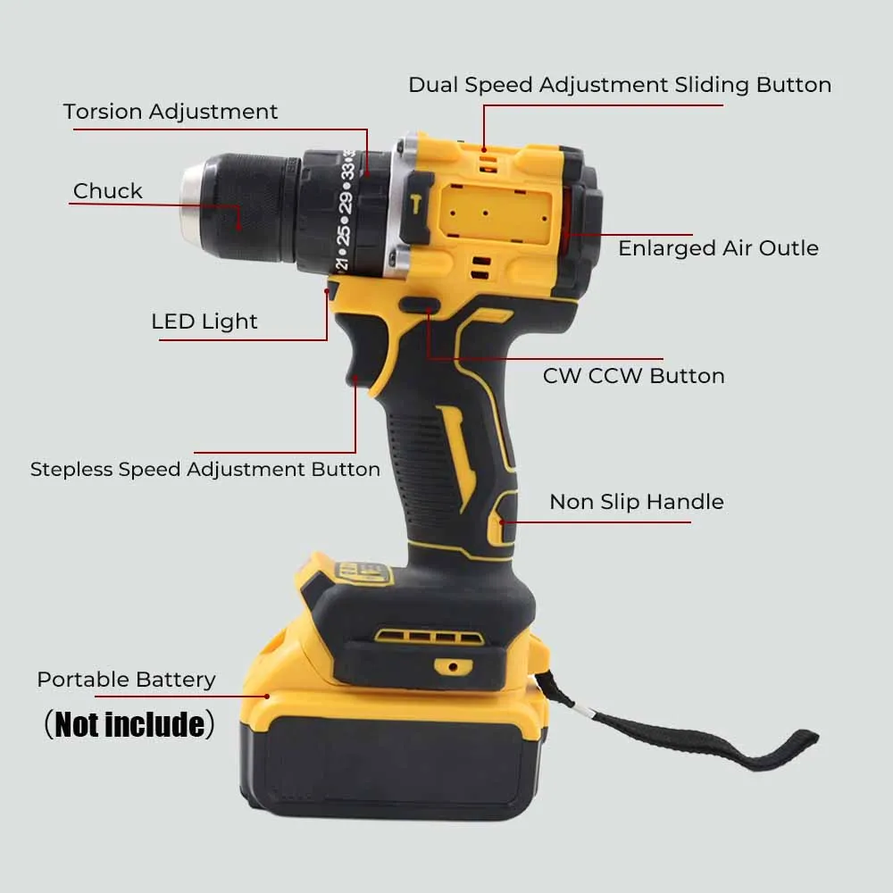 สว่านกระแทกไร้สาย DEWALT 18V-21V แบบไร้แปรงถ่าน เครื่องมือไฟฟ้าอเนกประสงค์