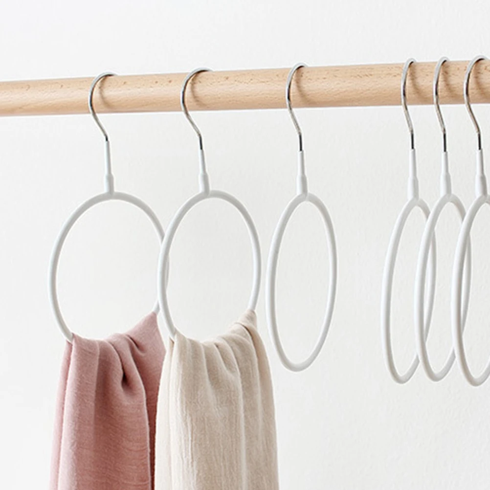 

5Pcs Closet Ring Hangers Durable Light Stainless Steel Loop Belt Scarf Tie Organizer Winkle Free White