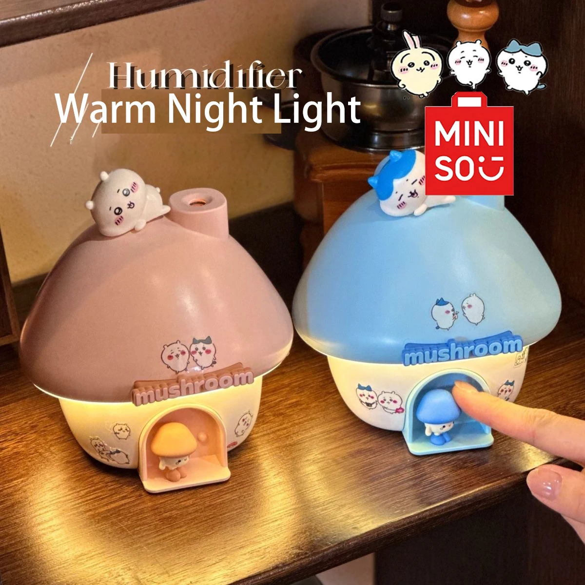 

MINISO Chiikawa Hachiware Cartoon Air Humidifier Aroma Diffusers Colorful ambient lighting Girl Christmas Gift Home Humidifier