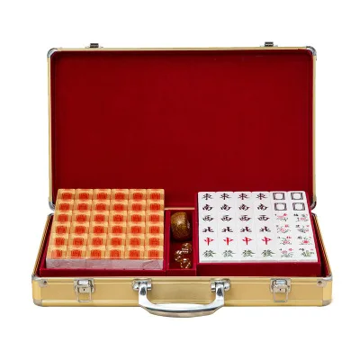 YYHC-High quality luxury Chinese mahjong set Silver Gold Mahjong Chinese games Family table games