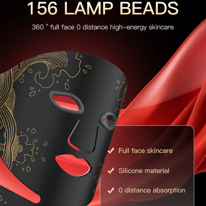 7 Colors Photon Face Neck Silicone LED Mask Red Light Therapy Facial Beauty Mask Relaxation Treatment Anti-Wrinkle Skin Care