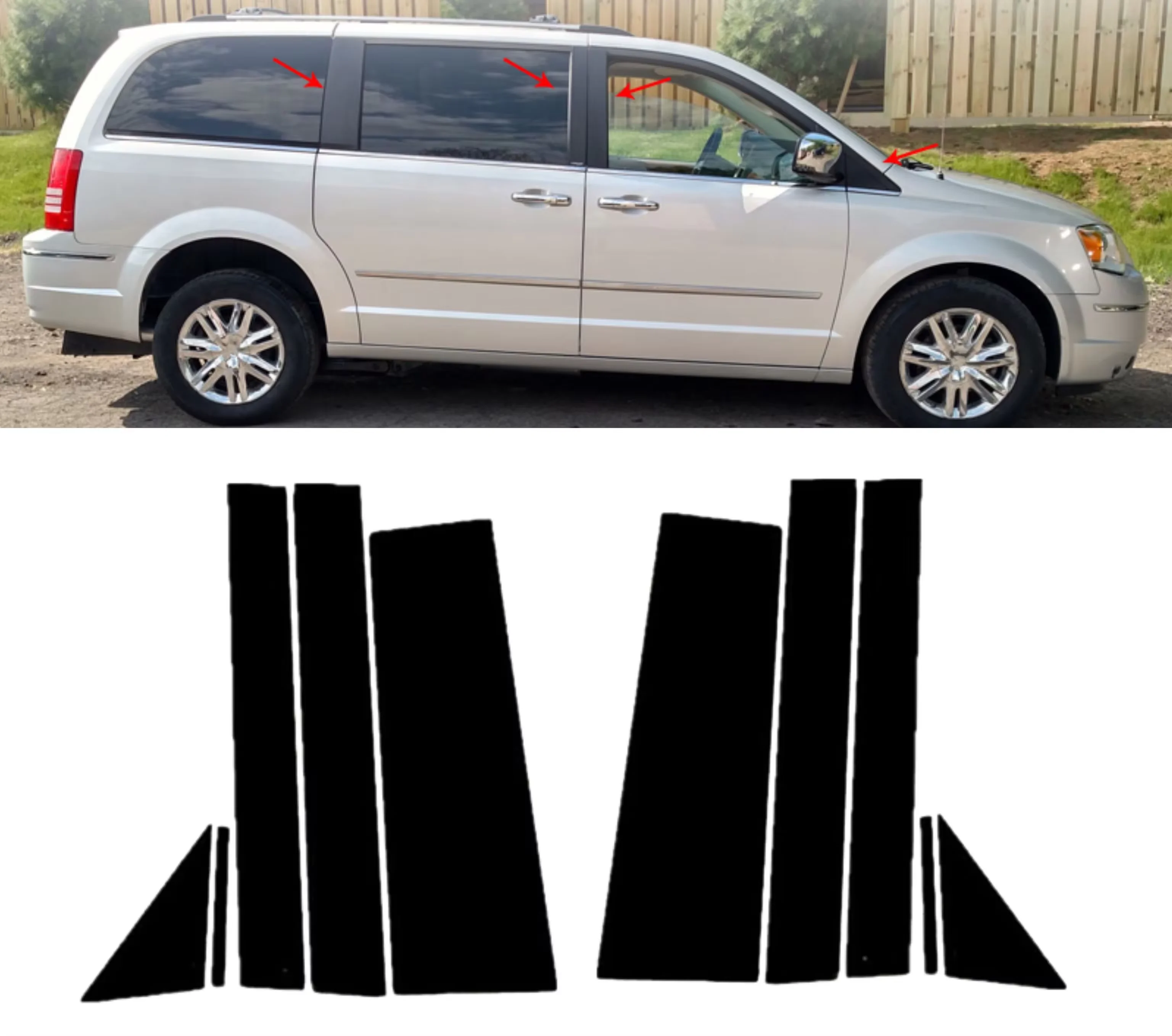 

Glossy Black Pillar Posts Fit For Dodge Grand Caravan 2008-2020 Door Side Window Decor Trim Cover BC Column Sticker