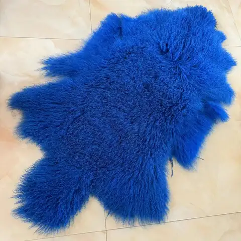 Top quality curly hair soft dyed animal fur skins mongolian goat fur skins for garment