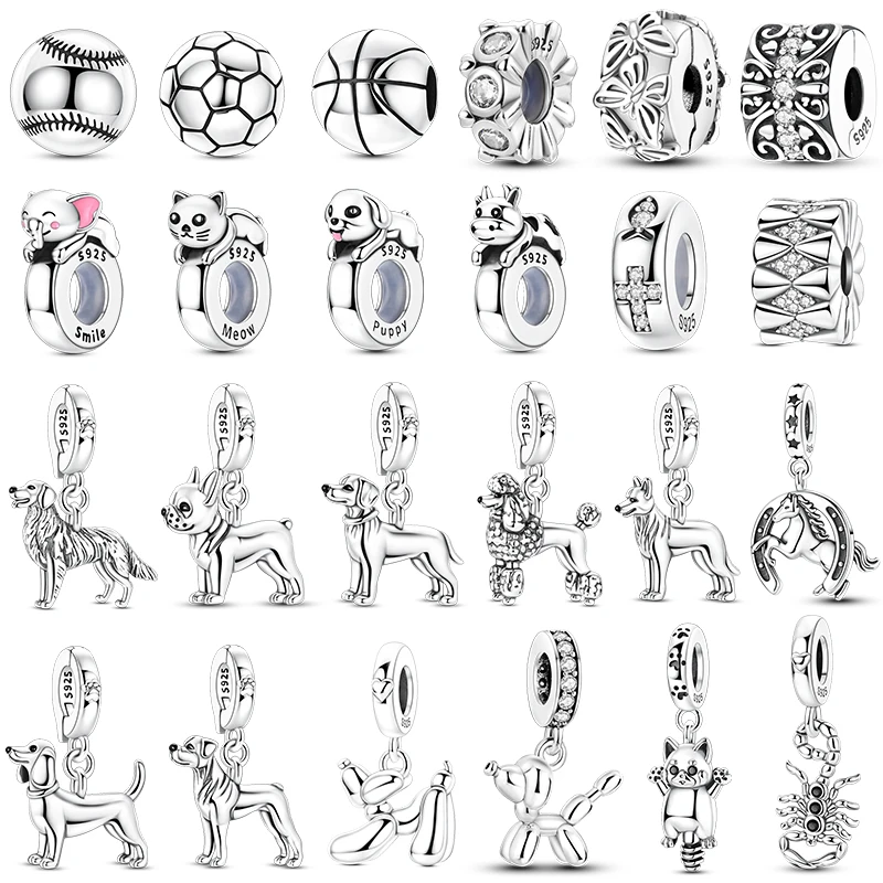 Image of 2026 925 Sterling Silber Charms Ballonhund Niedlicher Fliegender Drache Hund Verschluss-Clip Perle Passend für Armband DIY Schmuck Original Frauengeschenke