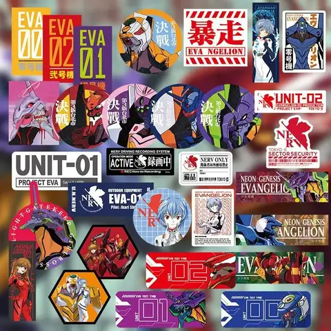 Neon genesis evangelion, eva 01 tipo de teste animação dos desenhos animados computador à prova dwaterproof água graffiti brilhante chassi adesivo presente por atacado