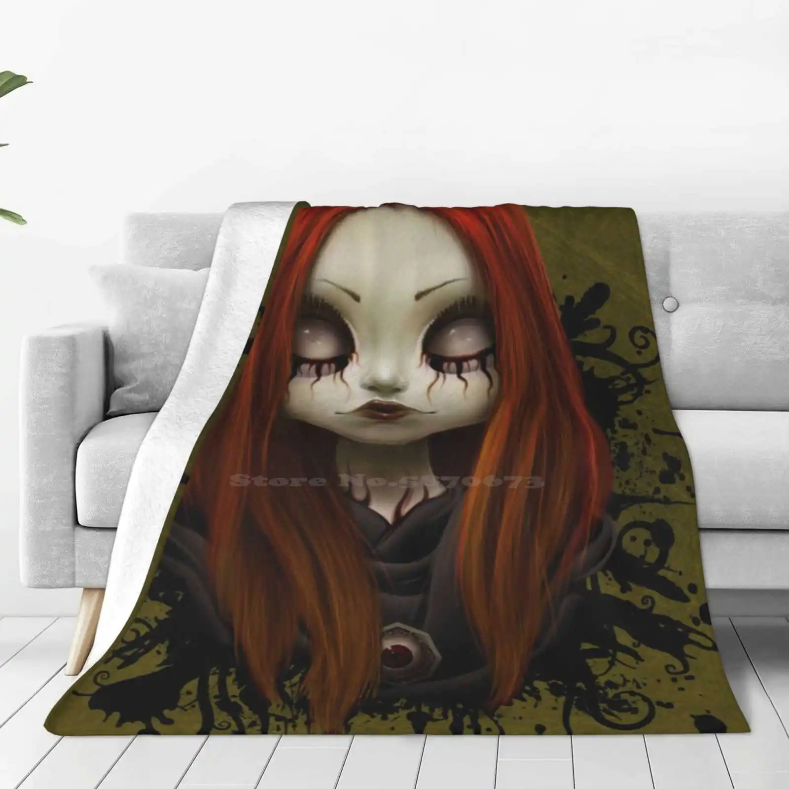 Haunted New Arrival Fashion Leisure Warm Flannel Blanket Demon Godess She Devil Girl Sexy Halloween Spooky Haunted Hallows Eve