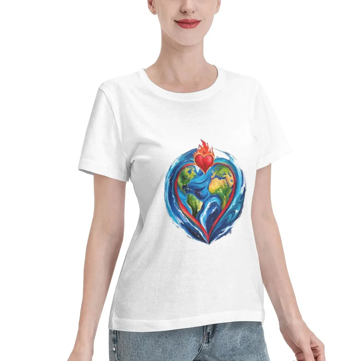 Popular On Social Earth Is Burning Save Earth Design Women's T-shirt Office Wear Classic Solid Tee