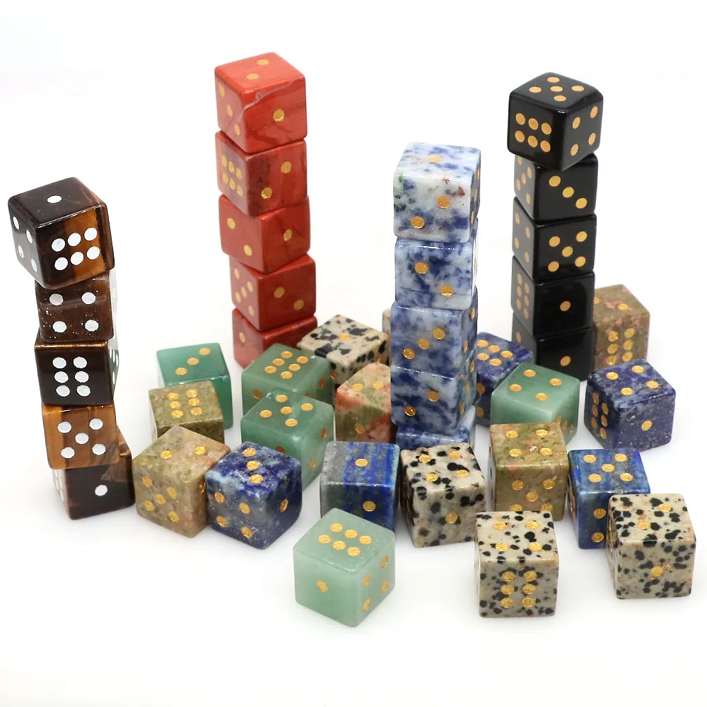 

Natural Stone D6 Dice 16mm 6 Sided Digital Crystal Gems Dice for Table Board Games Club Party Entertainment Accessories Gifts