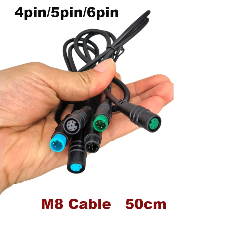 50cm M8 Cable Extension 4 5 6 Pin Connector cable Female to Male Plug Ebike Brake Display Throttle DIY Electric Bicycle B4