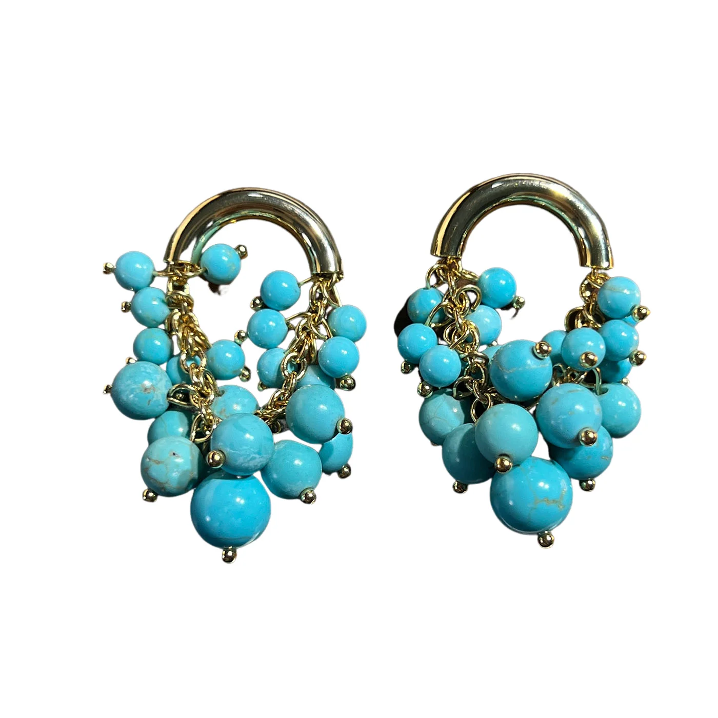 New Vintage Turquoise Aventurine Grape Earrings for Women Fashion Charm Blue Green Beads Drop Dangle Earrings Jewelry Gifts