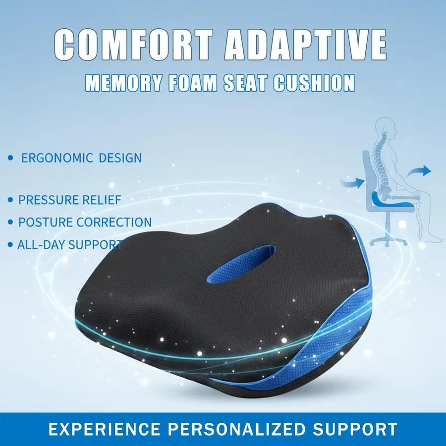 وسادة مقعد لتقويم العظام، وسادة كرسي مريحة من إسفنج الذاكرة لوسادة كرسي المكتب، مقعد السيارة، الطائرة، عرق النسا أمبير باك
