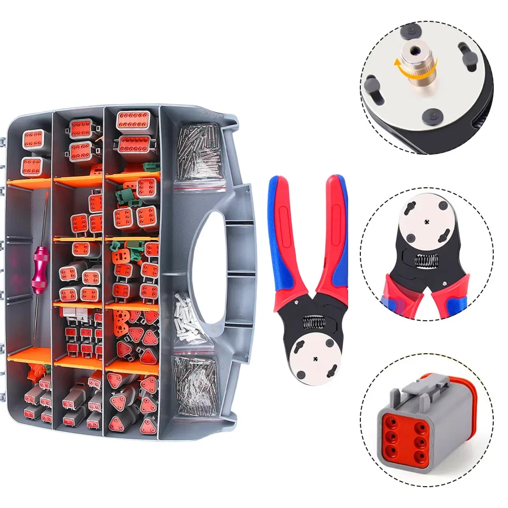 

338PC Connector Kit With Crimping Tool 2 3 4 6 8 12 Pin Electrical Connectors DTM DTP DRB STRIKE Series Connector Assortmen