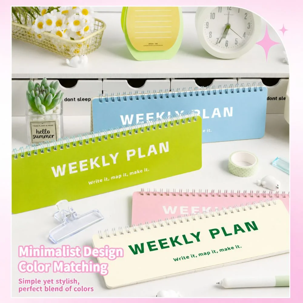 Flip Top Coiled Weekly Planner Notebook Portable Handwriting Daily Habit Tracker Self-discipline Checklist Planner School Office