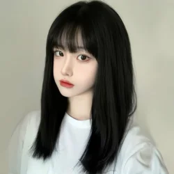 Fashion woman can Qi can oblique fringe repair face temperament in the long straight hair BOBO wig synthetic fiber wig