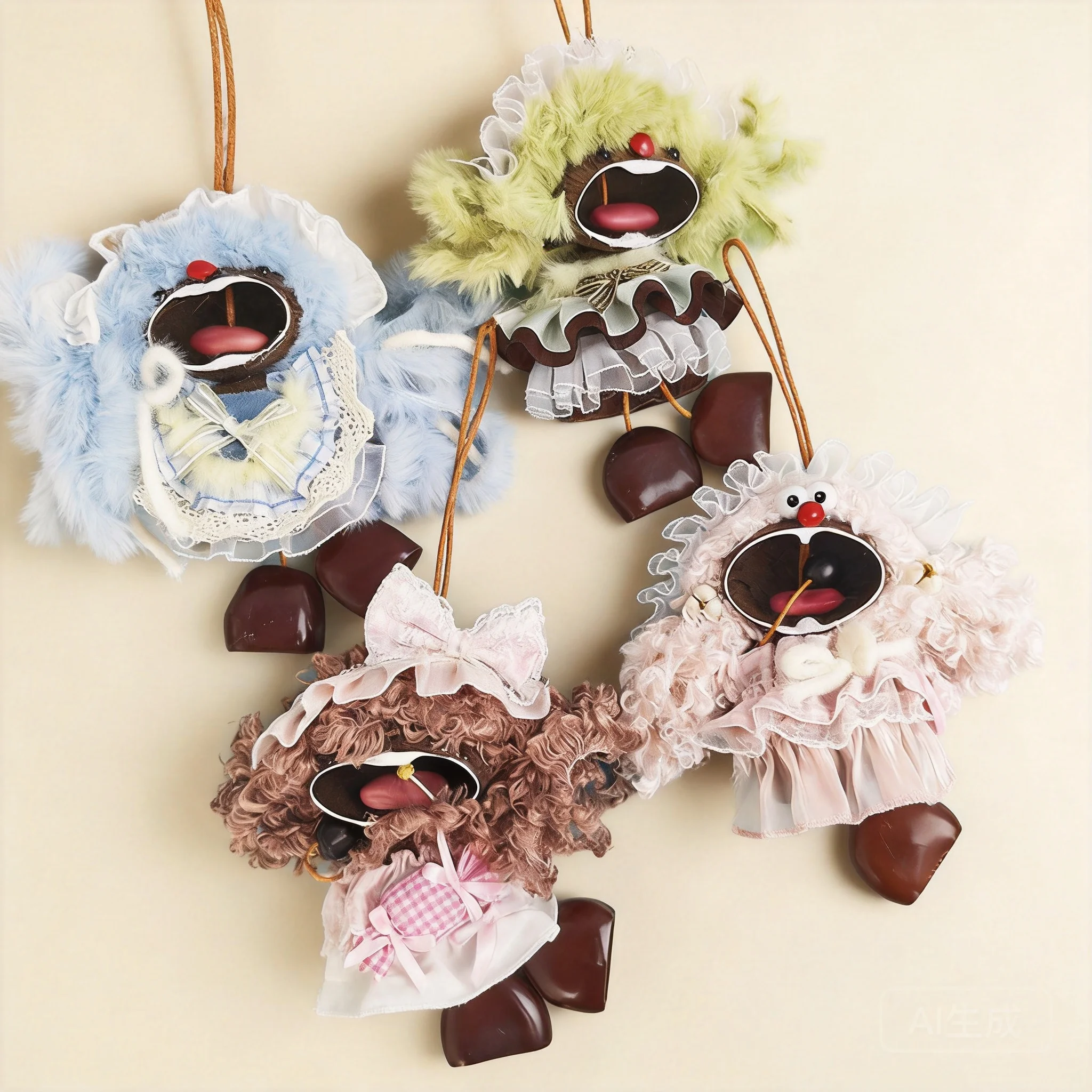 

Cute Natural Fruit Shell Rattle Doll Pendant Chinese Yunnan Ethnic Lucky Blessing Ornament Souvenir For Bag Car Keychain Decor