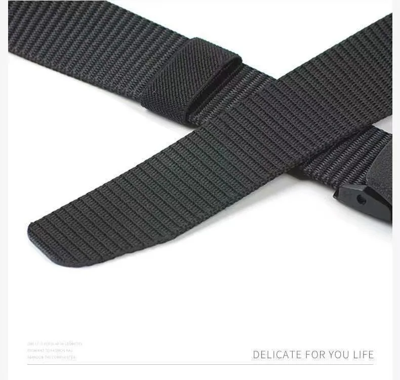 Hochwertiger Gürtel mit automatischer Schnalle für Herren, Canvas, taktischer Gürtel, schwarz, Arbeitskleidung, Freizeit, Outdoor, Militärtraining, Hosengürtel für Herren – Detail 12