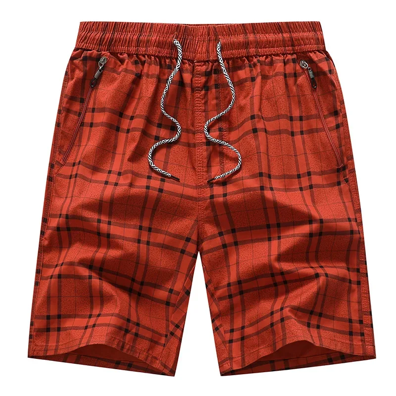 Bermuda Male Hot 2024 Summer Elastic Waist Mens Plaid Shorts Classic Design Breeches Cotton Casual Beach Short Pants Big Size 44