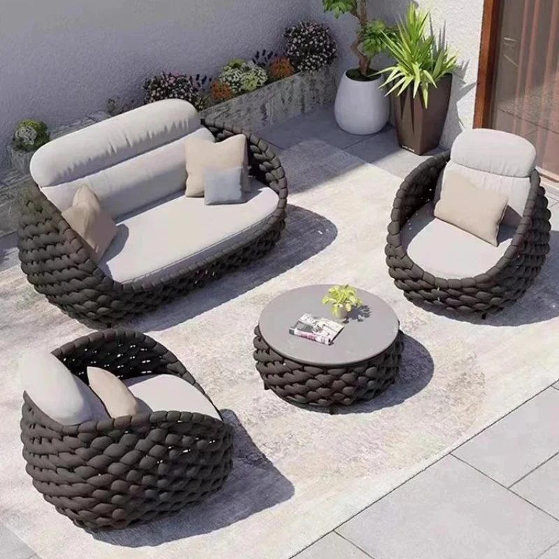 

A Outdoor Courtyard Leisure Waterproof And Sunscreen Combination Rattan Sofa
