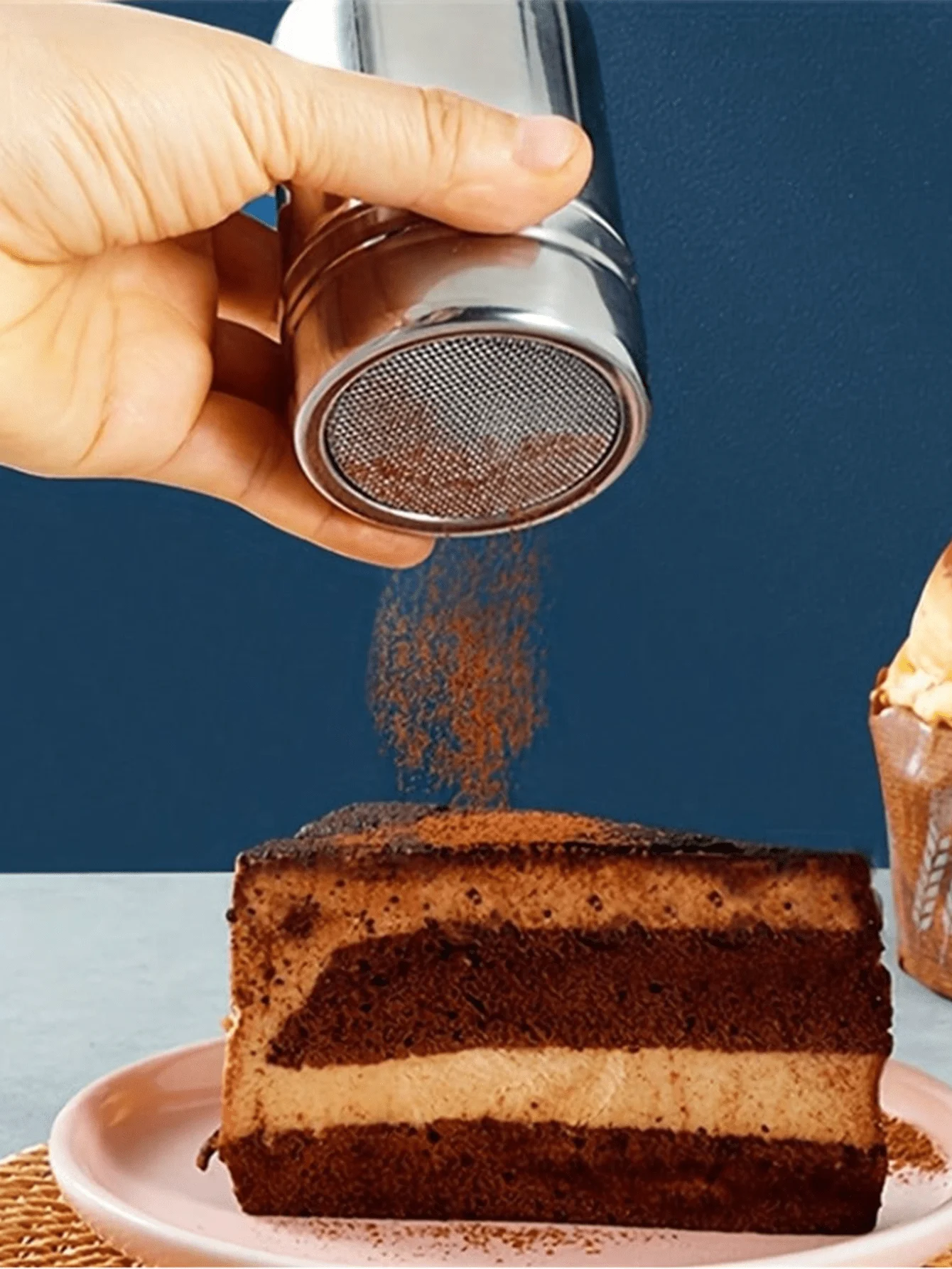 Agitador de azúcar en polvo de malla fina de acero inoxidable, canela, polvo de café, dispensador de especias de Metal fácil de limpiar, 3 uds.