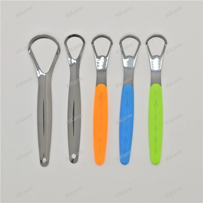 30Pcs Tongue Cleaner Brush 410 Stainless Steel Soft Grip Handle Blister Packaging Oral Health Cleaning