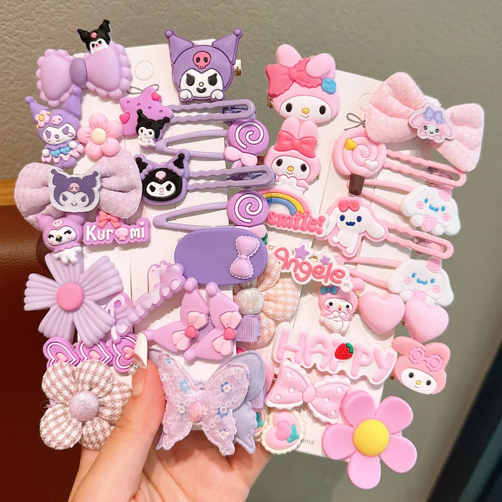 16/20 قطعة مجموعة دبوس الشعر Kawaii Kuromi إكسسوارات الشعر عصابة رأس كرتونية أنيمي للفتيات هدايا للأطفال