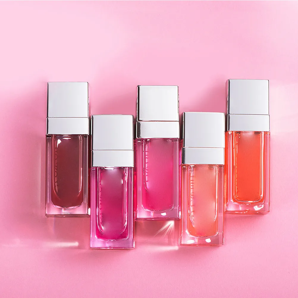 5Pcs Colored Lip Oil Moisturizer Lightweight Hydrating Long-Lasting Lip Care Oil Balm Gloss for Women Lips Moisturizer