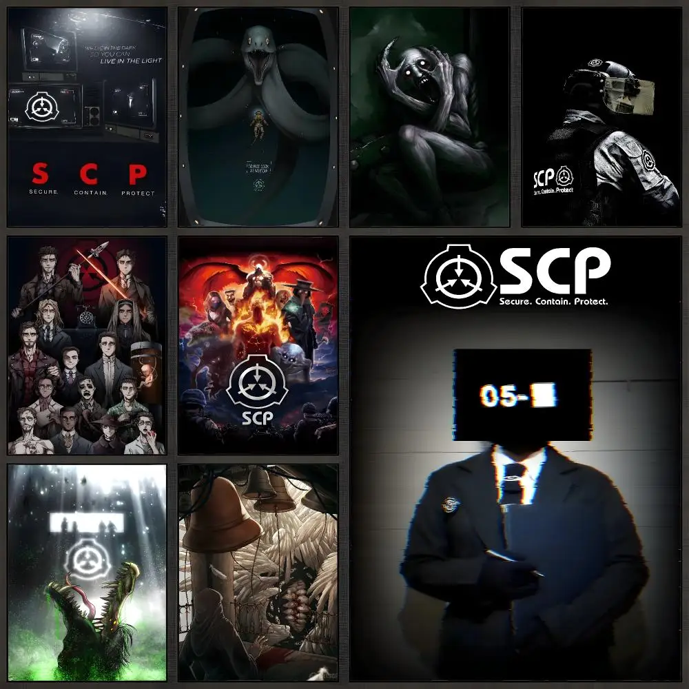 Horror SCP Foundation Secure Contain Protect Poster Peel And Stick Wall Art PP Waterproof HD Bedroom Living Room Home Decor Gift