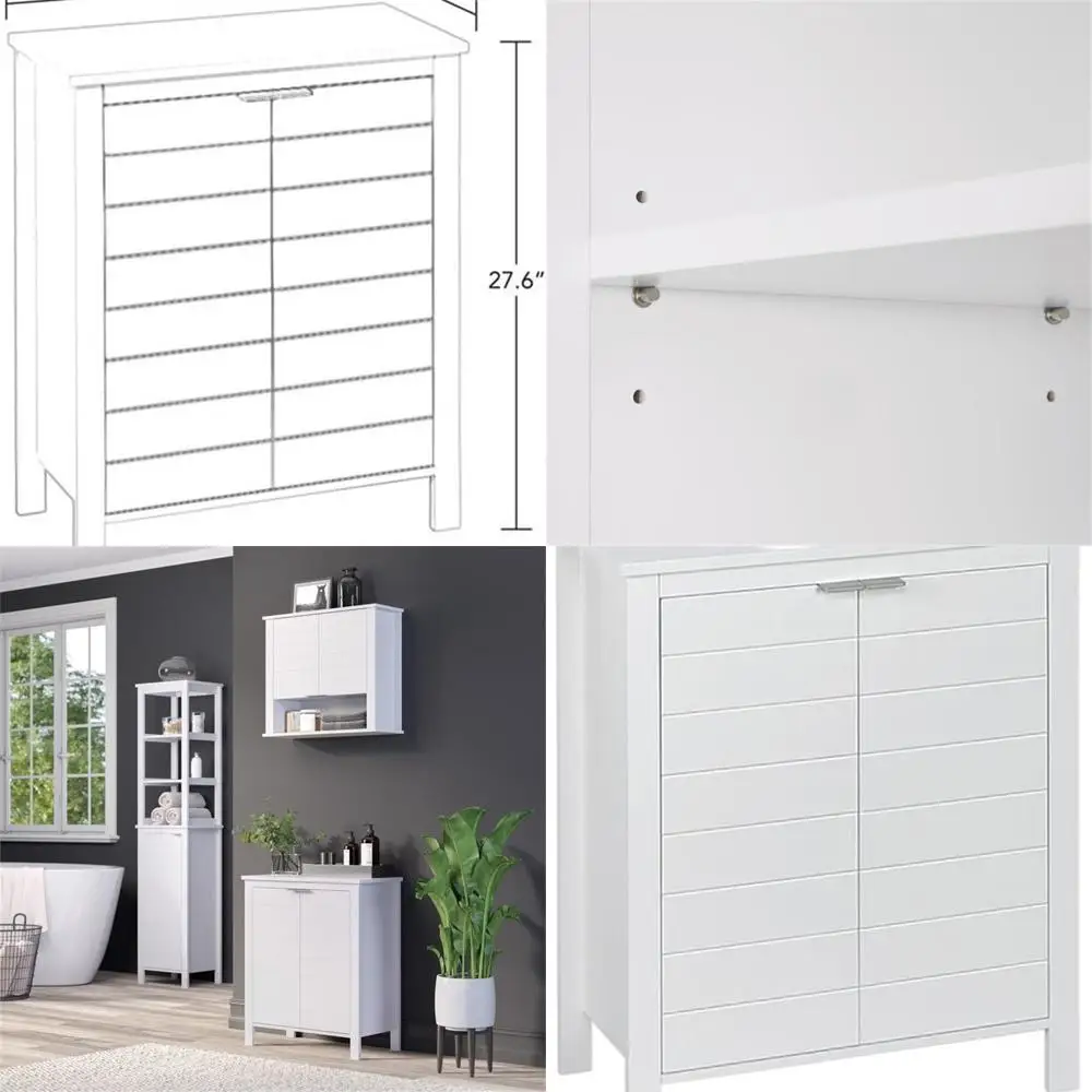 

Madison Двухдверный напольный шкаф для хранения в ванной комнате Отдельно стоящий льняной шкаф с 3-мя полками и двойными дверцами Шкаф для ванной комнаты