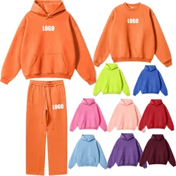 Custom LOGO men's clothing 345G autumn and winter youth loose sports three-piece cotton polyester velvet casual couple suit