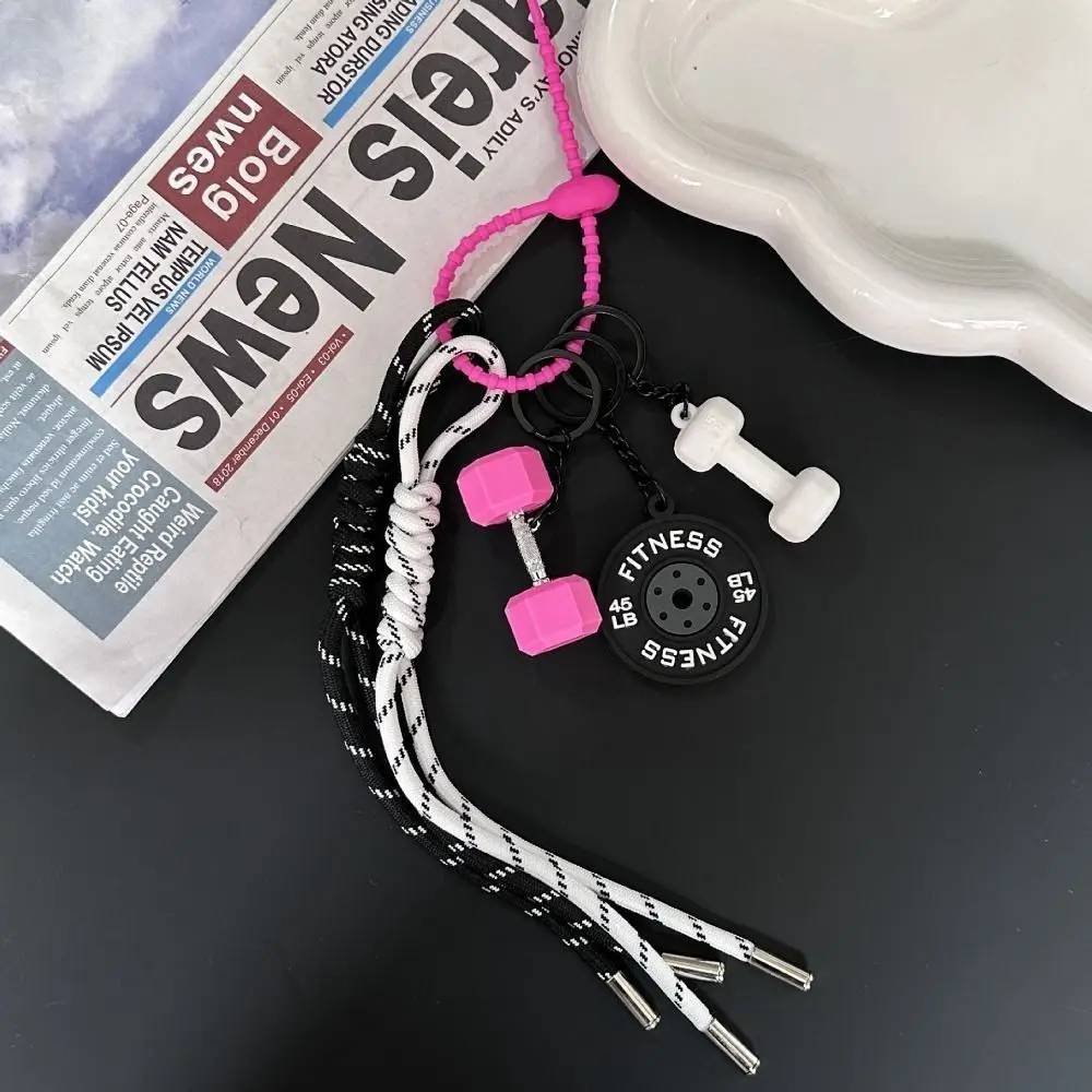 

Mini Fitness Series Pendant Adjustable Strap Colorful Barbell Plates Key Chain Bag Charm Kettlebells