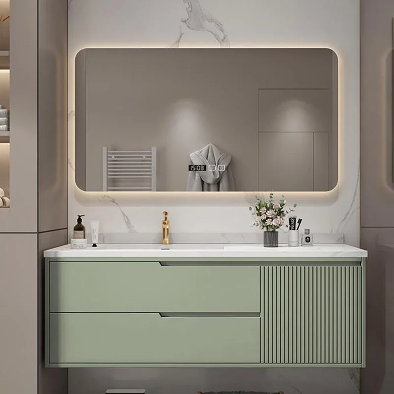 

Wide Sink Luxury Cabinet Modern European Ceramic Wood Mirror Cabinet Storage Space Saving Meuble De Rangement Storage Furniture