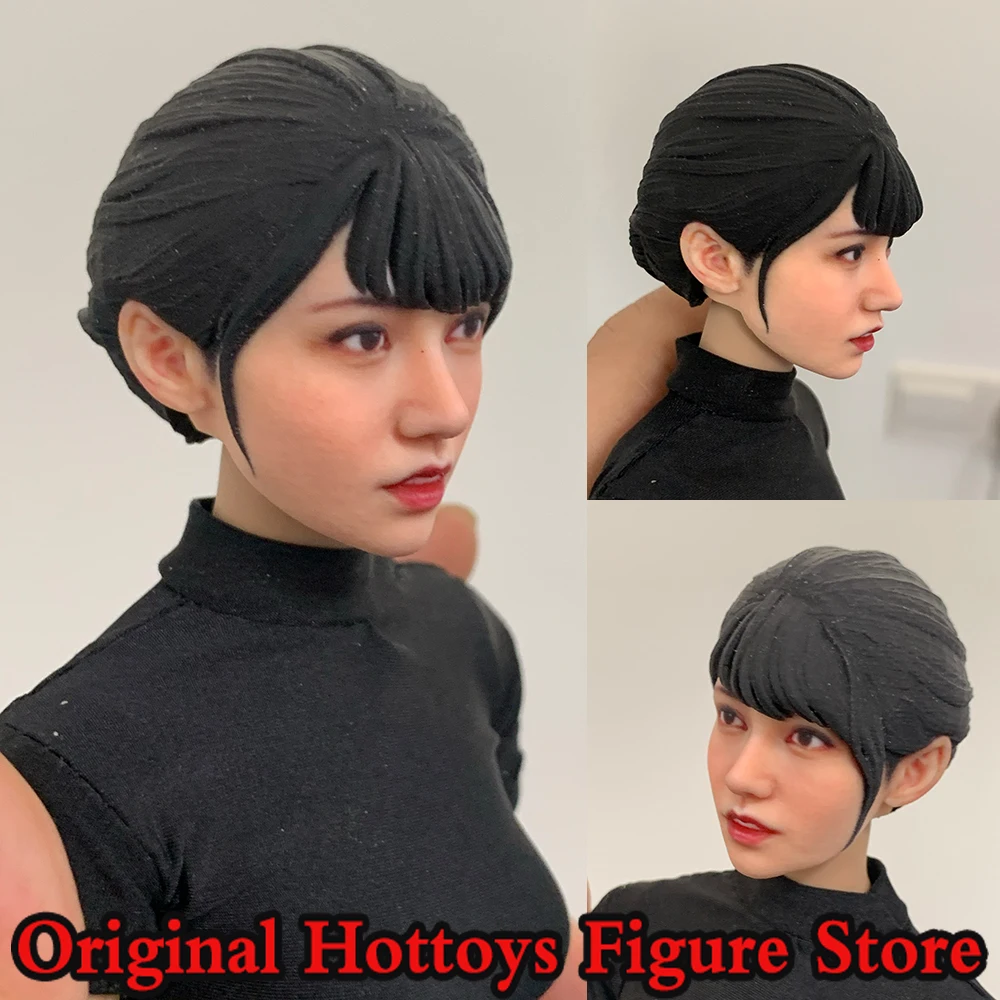 

1/6 Scale Female Soldier Head Sculpture Kaede Karen Japanese Beauty Head Carving Fit 12-inches Action Figure Model Doll Body