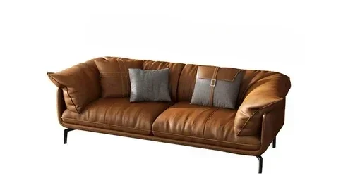 Nordic Simple Soft Sofa Vintage Brown Girl 3 Seater Designer Sofa Leather Love Seat Muebles Para Salas Modernos Home Furniture