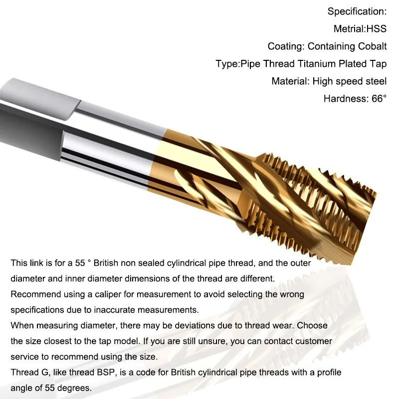 AZZKOR Stainless Steel Specialized Tap M35 Cobalt Plated Titanium Spiral Tube Thread Tap G Zg Npt1/8 1/4 3/8 1/2 3/4