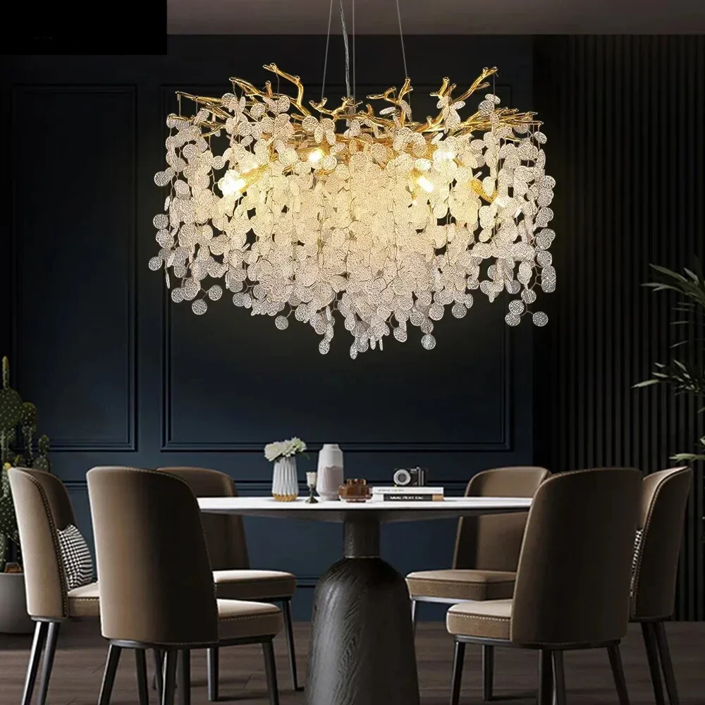 Crystal Chandelier Lighting Modern Luxury  Lamp s Gold Sliver Fixtures for Dining Room