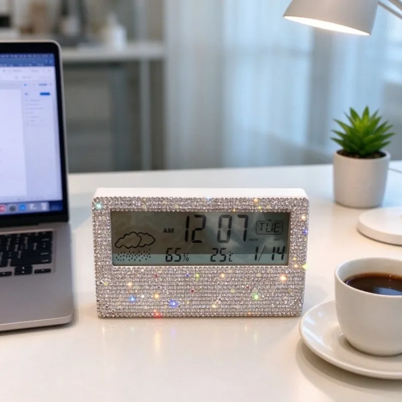 Plastic Desk Clock Rectangular Intelligent Digital Clock Luxury Multi Functional Desktop Watch Modern Nordic Decorative Products
